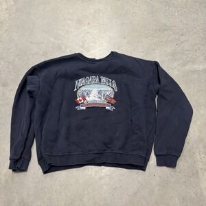 Fashion Niagara Falls Canada‎ Sweater Womens Blue Pullover Knit Graphic